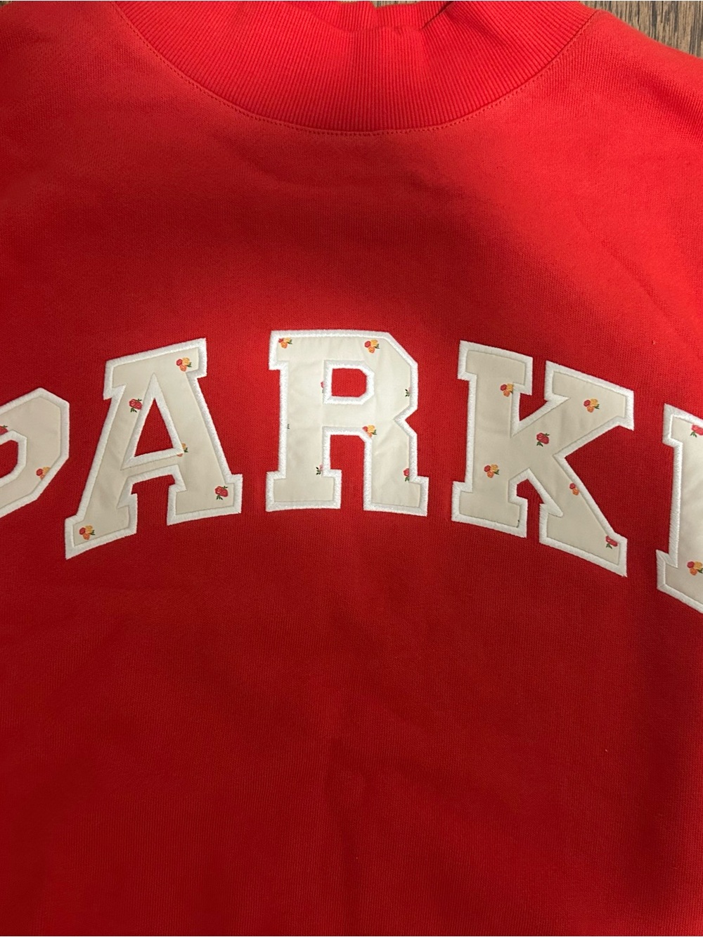 Parker Red Crewneck with White Collegiate Lettering - Picture 2 of 3